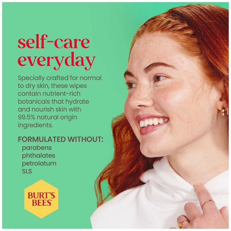 商品Burt's Bees|Refreshing Cucumber + Mint, 2-in-1 Pre-Moistened Towelettes Cucumber and Mint,价格¥57,第3张图片详细描述