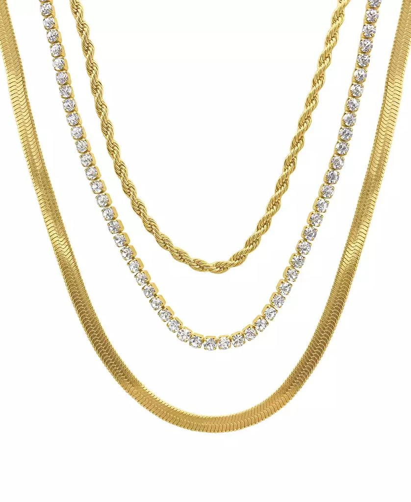 商品ADORNIA|Herringbone Chain, Rope Chain, and Tennis Necklace Set,价格¥132,第1张图片