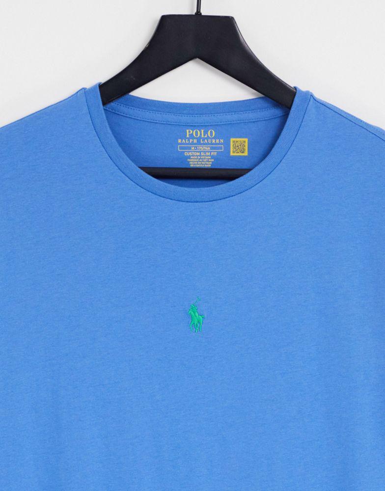 商品Ralph Lauren|Polo Ralph Lauren icon central logo t-shirt in mid blue,价格¥567,第4张图片详细描述