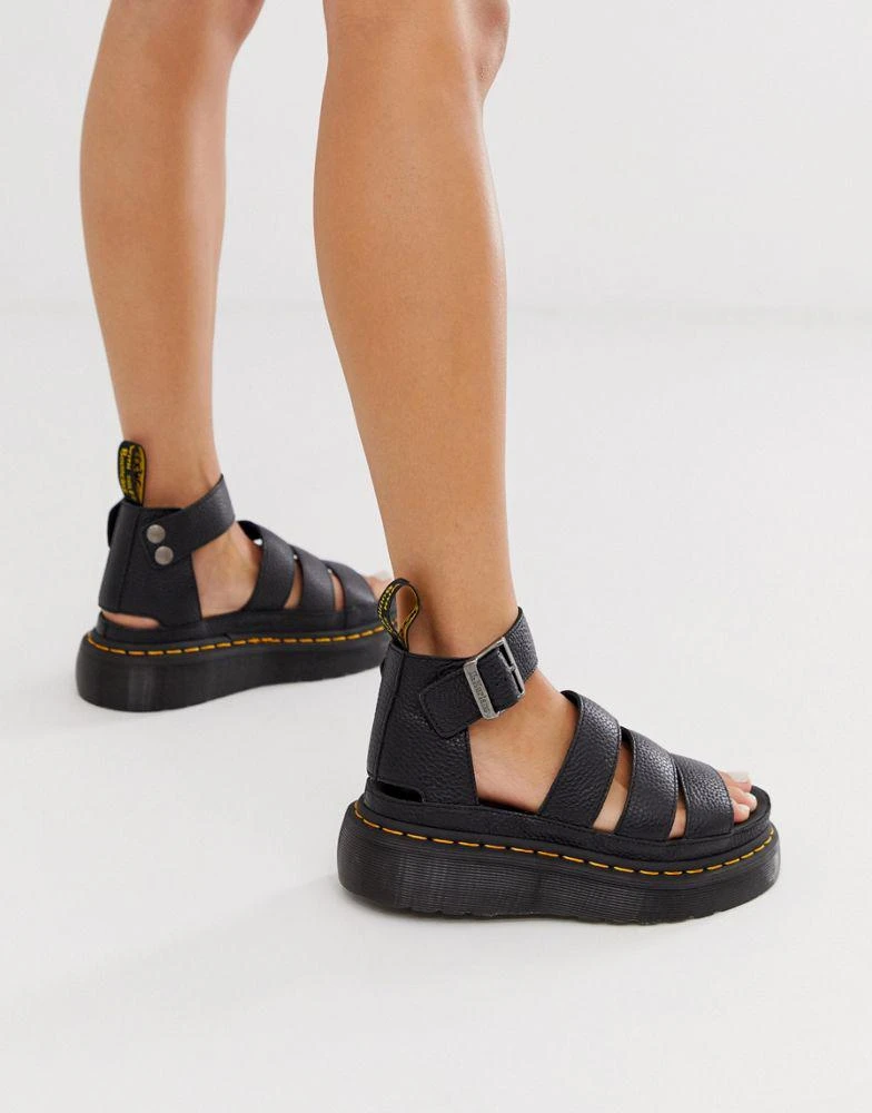 商品Dr. Martens|Dr Martens Clarissa II quad chunky sandals in black,价格¥1207,第1张图片