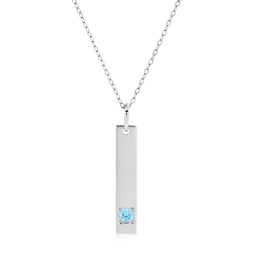 14k White Gold Bar Pendant Necklace with 3mm Small Round Gemstone Adjustable Cable Chain 16 Inches to 18 Inches with Spring Ring Clasp商品第8张图片规格展示