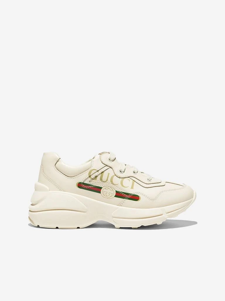 商品Gucci|Gucci Ivory Leather Branded Trainers,价格¥3673,第1张图片