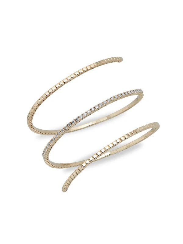 商品Saks Fifth Avenue|14K Yellow Gold & White Diamond Wrap Bangle Bracelet,价格¥27374,第1张图片