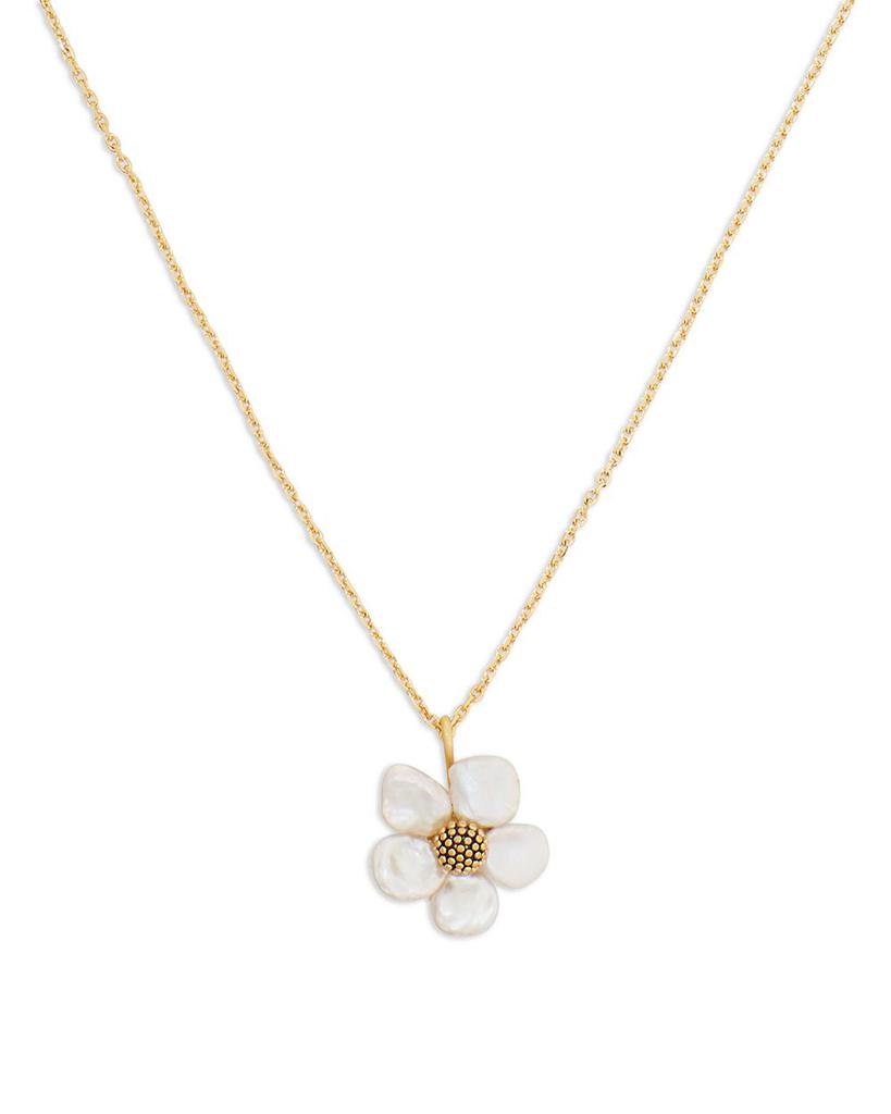 Floral Frenzy Cultured Freshwater Pearl Flower Mini Pendant Necklace in Gold Tone, 16"-19"商品第3张图片规格展示