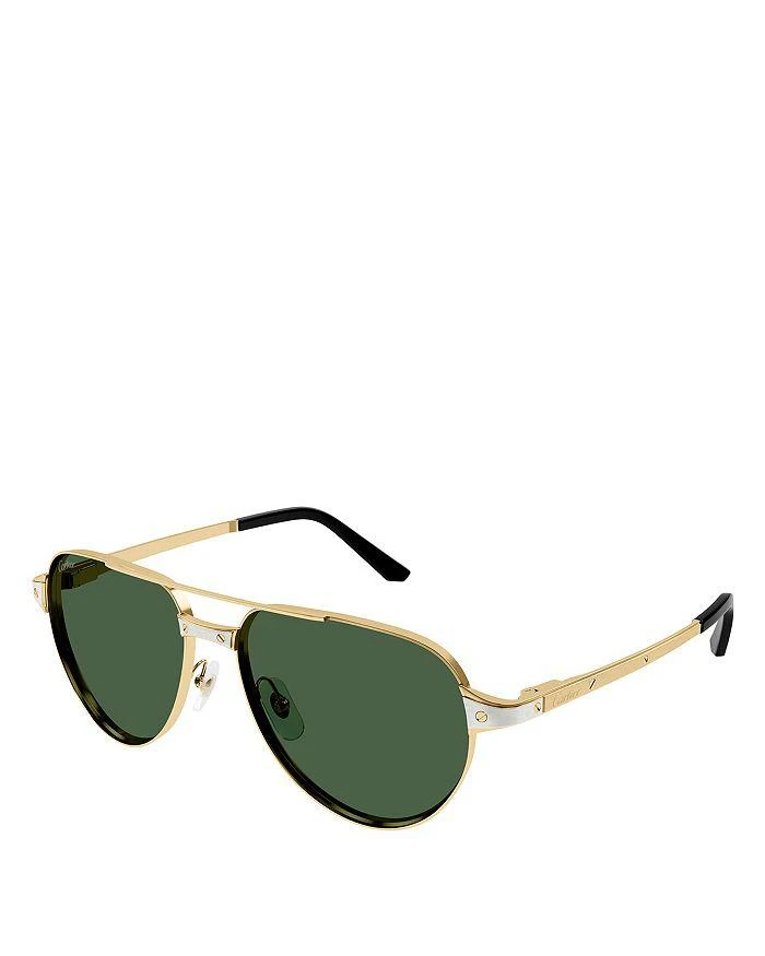 商品Cartier|Santos Evolution 24K Gold & Platinum Plated Pilot Sunglasses, 59mm,价格¥11935,第1张图片详细描述