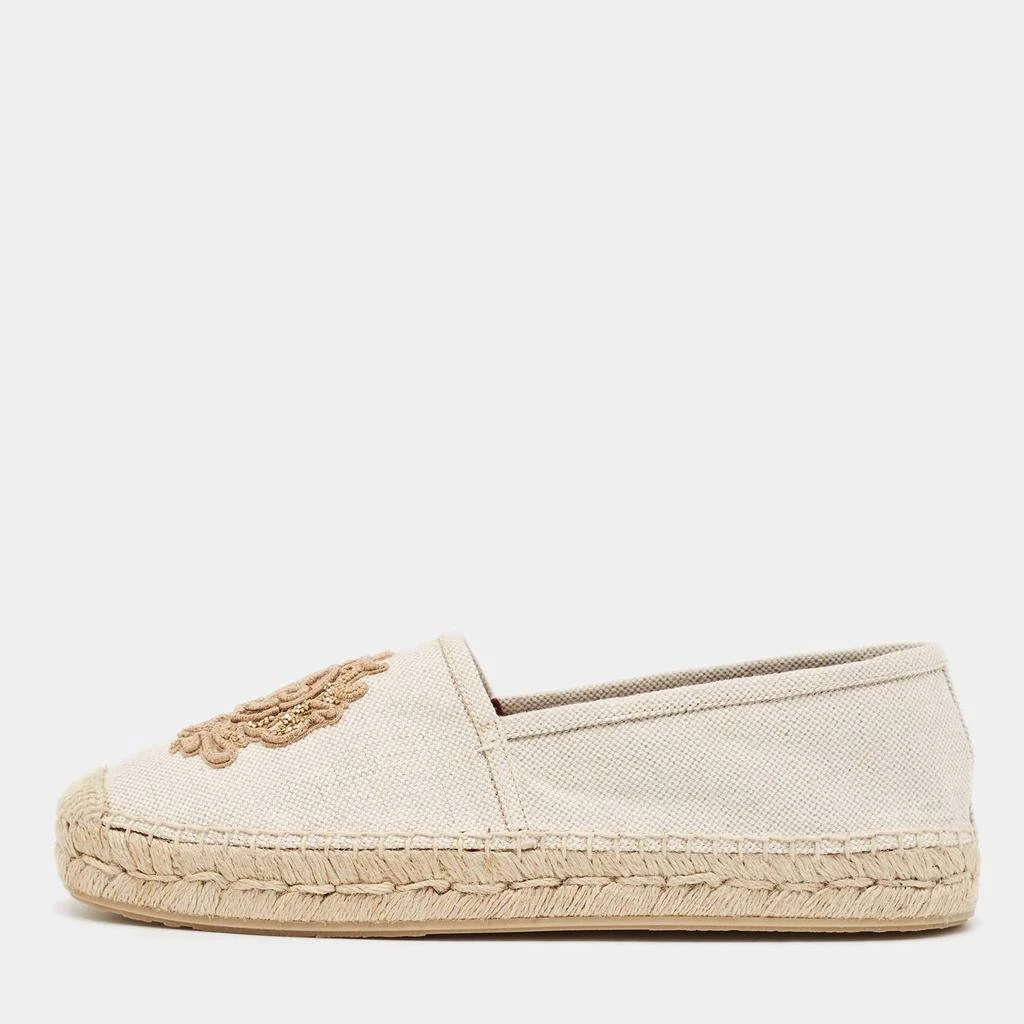 商品Dolce & Gabbana|Dolce & Gabbana Beige Canvas Embroidered Slip On Espadrilles Size 40,价格¥2142,第1张图片