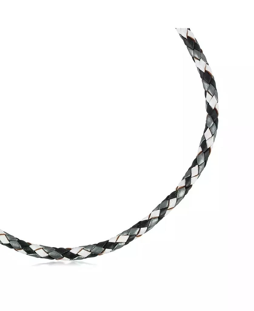 商品American West Jewelry|Sterling Silver Multi-Color Braided Black, White and Gray Leather Necklace, 17 to 19 Inches,价格¥488,第2张图片详细描述