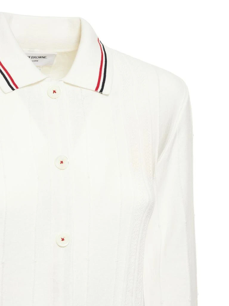 商品Thom Browne|3/4 Sleeve Textured Cotton Knit Cardigan,价格¥6782,第3张图片详细描述
