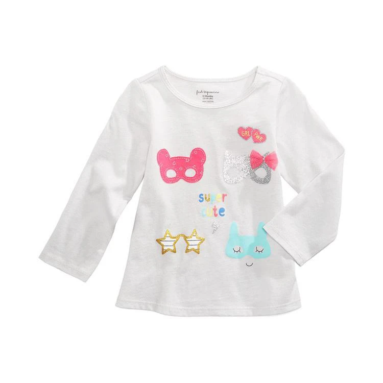 商品First Impressions|Mask-Print Long-Sleeve T-Shirt, Baby Girls, Created for Macy's,价格¥30,第1张图片