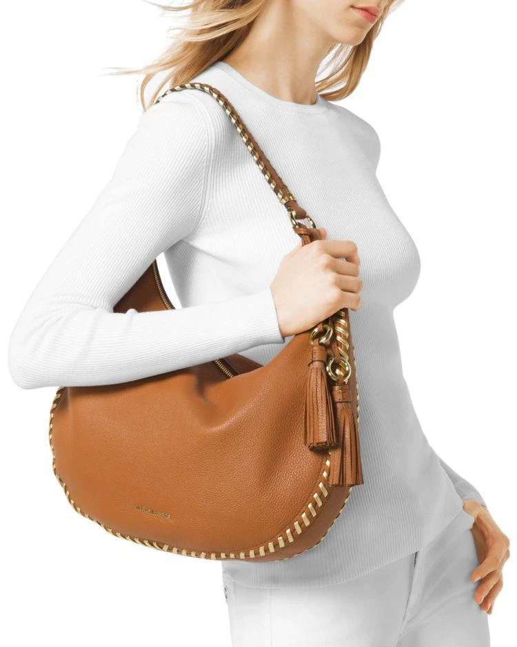 商品Michael Kors|Lauryn Contrast Stitch Large Leather Shoulder Bag,价格¥1774,第2张图片详细描述