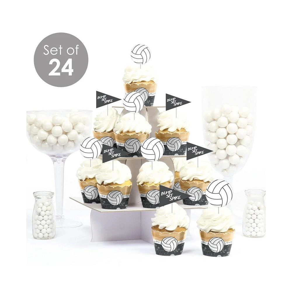 商品Big Dot of Happiness|Bump, Set, Spike - Volleyball - Cupcake Wrappers &Treat Picks Kit - 24 Ct,价格¥164,第2张图片详细描述