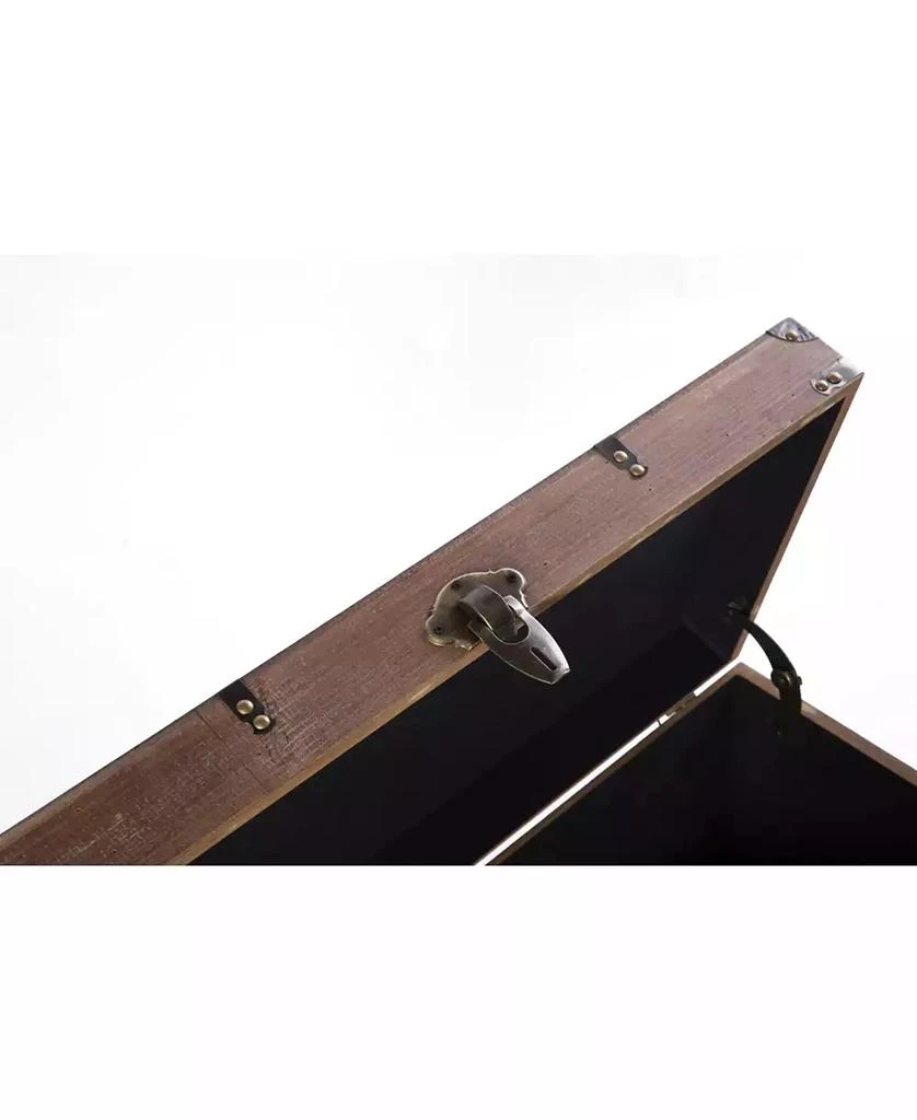 Wooden Rectangular Lined Rustic Storage Trunk with Latch, Medium 商品