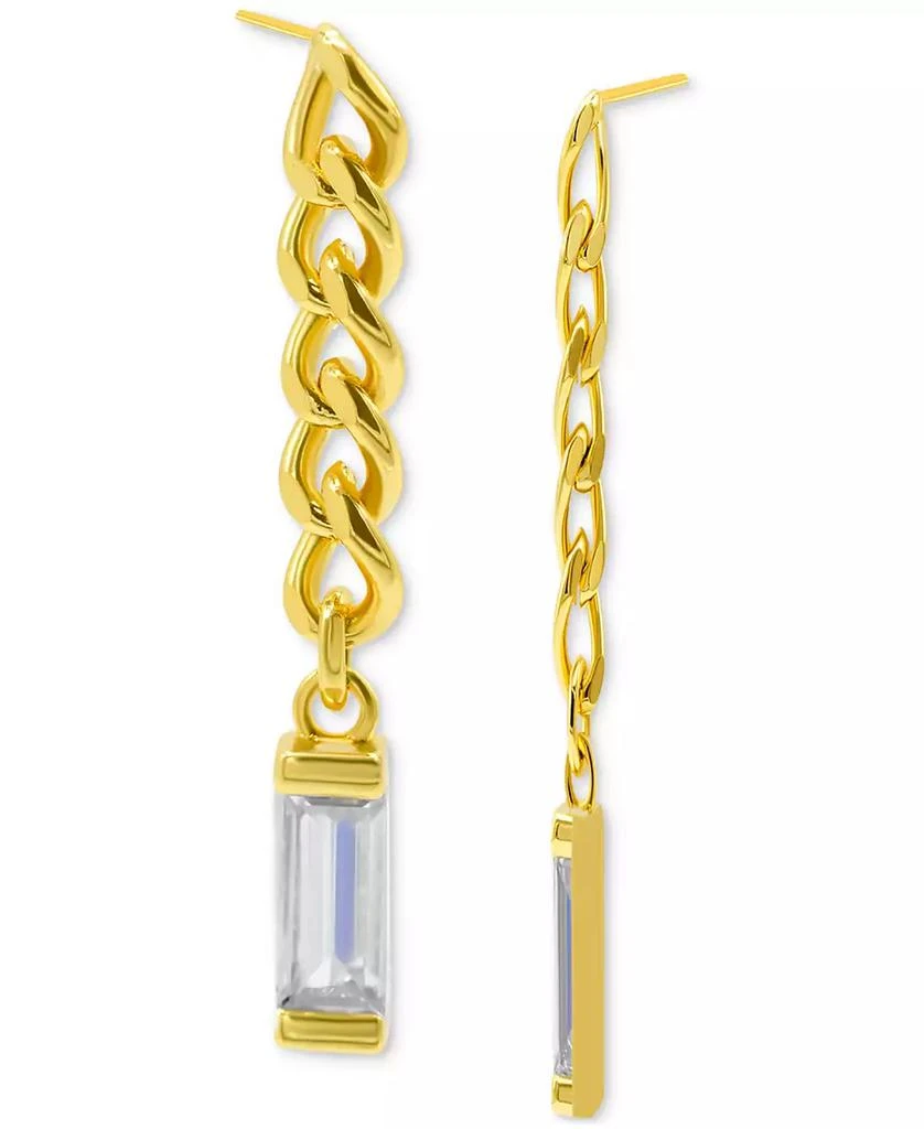 商品ADORNIA|14k Gold-Plated Chain & Rectangle Crystal Linear Drop Earrings,价格¥226,第2张图片详细描述