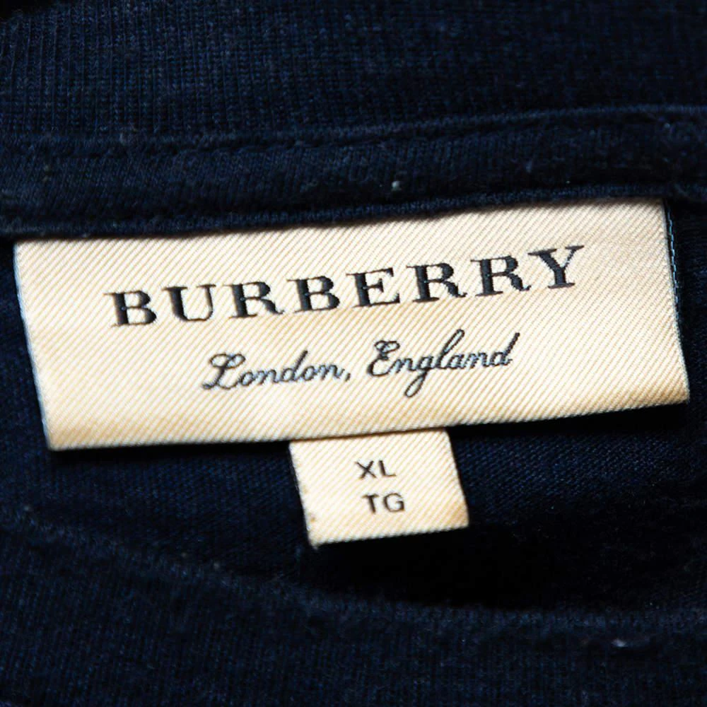 Burberry Navy Blue Cotton Knit Logo Printed Crewneck T-Shirt XL 商品