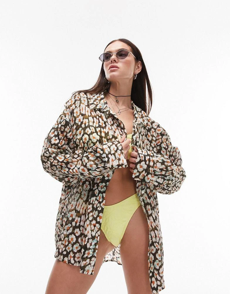 商品Topshop|Topshop leopard print beach shirt,价格¥208,第3张图片详细描述