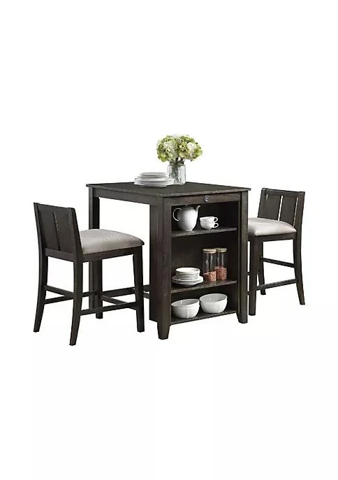 商品Duna Range|Range Wooden 3 Piece Counter Set With Usb Plugin And Panel Back Chair Brown,价格¥4098,第1张图片