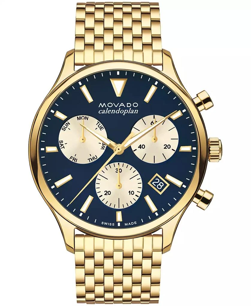 商品Movado|Men's Heritage Yellow Ionic Gold-Tone Plated Steel Bracelet Watch 43mm,价格¥9641,第1张图片