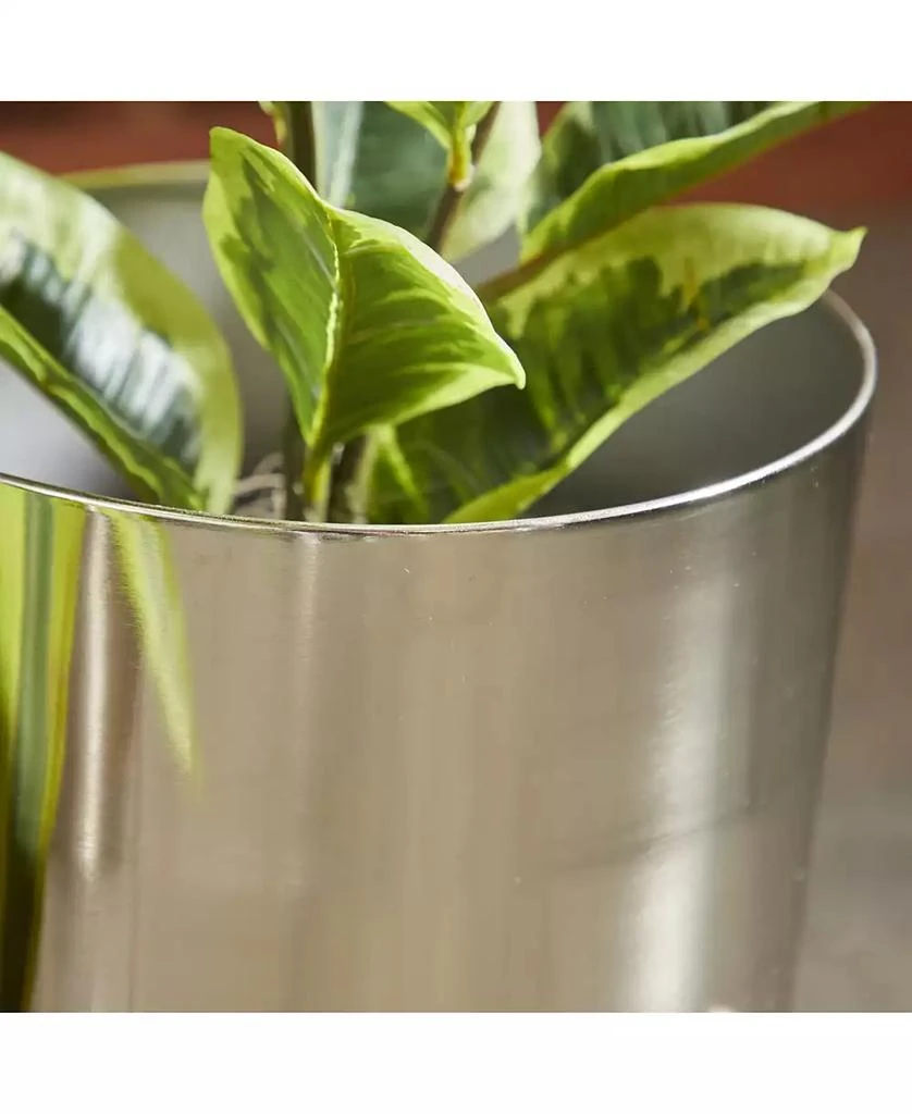 商品Rosemary Lane|Contemporary Style Large Round Metallic Planters in Stands, Set of 2,价格¥615,第3张图片详细描述