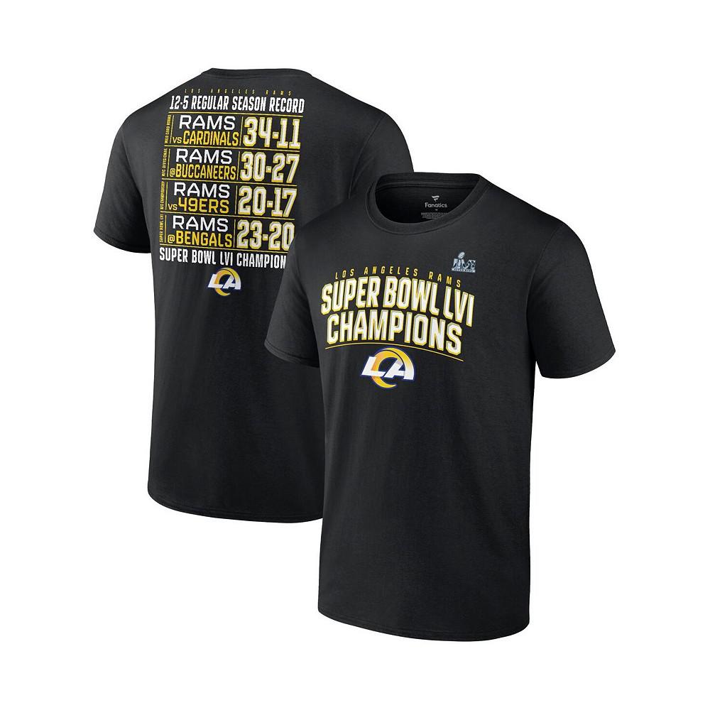 Men's Branded Black Los Angeles Rams Super Bowl LVI Champions Schedule T-shirt商品第1张图片规格展示