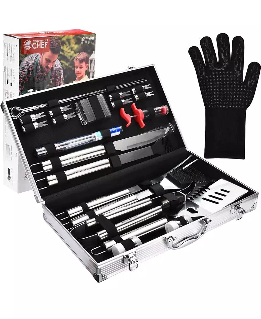 Premium 25 Piece Stainless Steel Barbeque Grill Tool Set with Aluminum Hard Case 商品