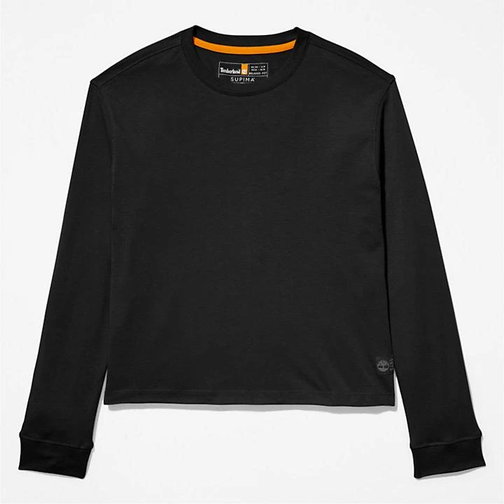 Anti-Odour Supima® Cotton Long-sleeved T-Shirt for Women in Black 商品