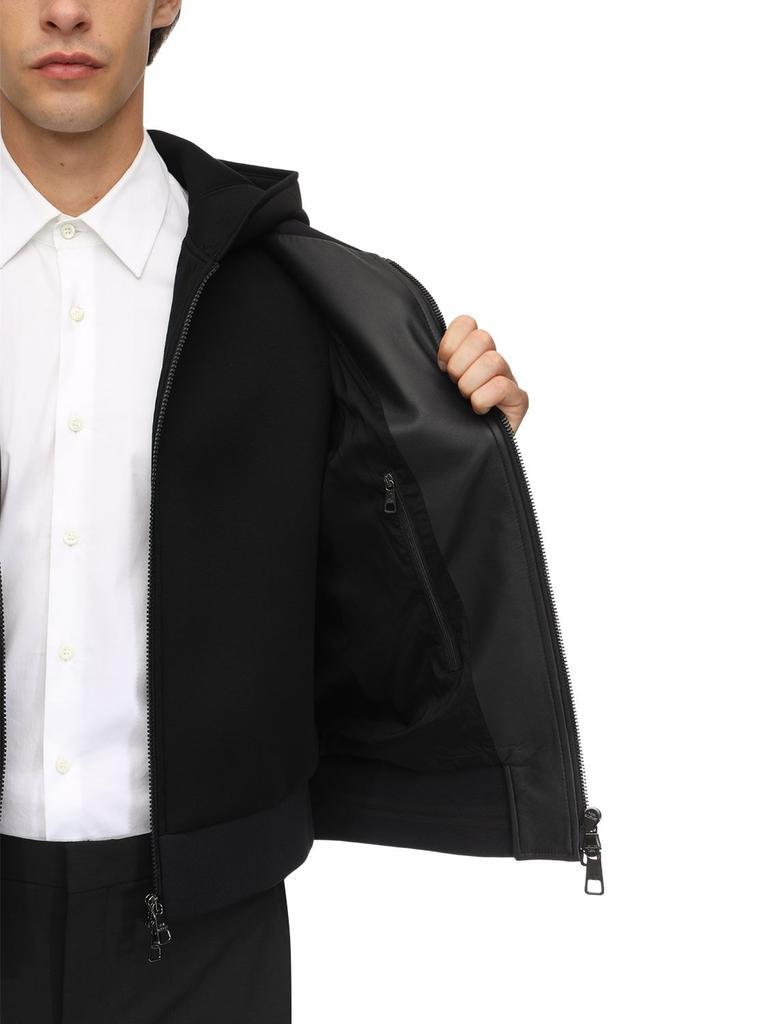 Hooded Leather Bomber Jacket商品第6张图片规格展示
