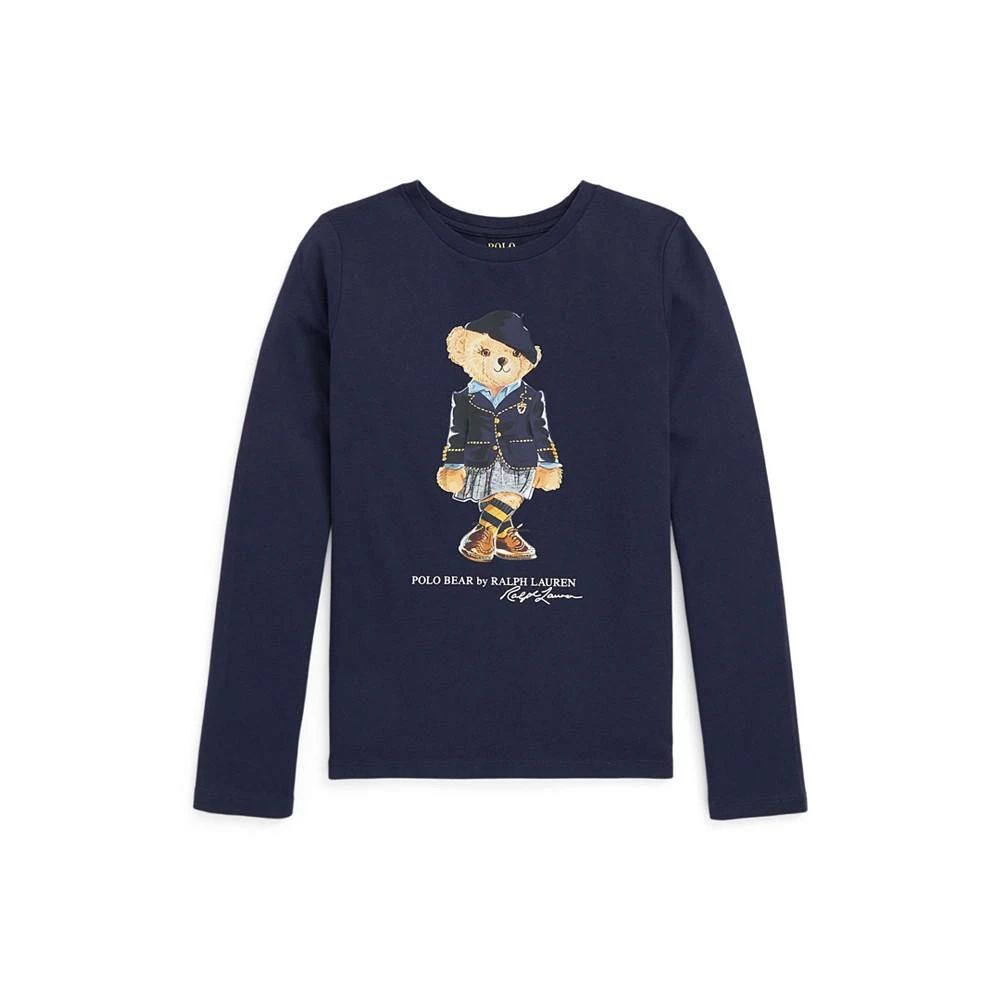 商品Ralph Lauren|Big Girls Polo Bear Long Sleeve T-shirt,价格¥93,第1张图片