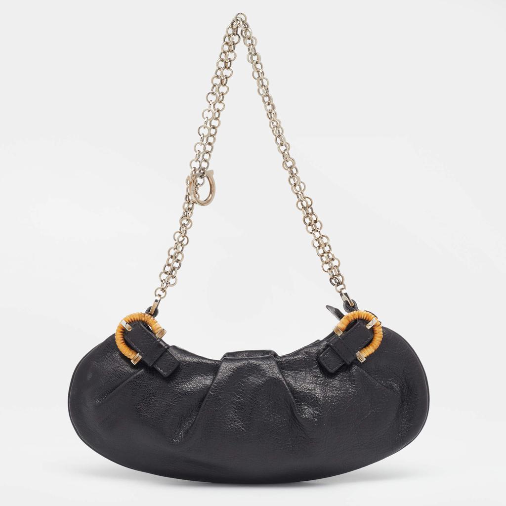 商品[二手商品] Salvatore Ferragamo|Salvatore Ferragamo Black Leather Chain Shoulder Bag,价格¥2481,第1张图片