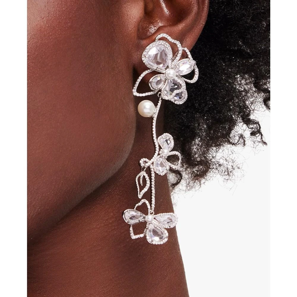 商品Kate Spade|Silver-Tone Cubic Zirconia & Imitation Pearl Flower Statement Earrings,价格¥992,第3张图片详细描述
