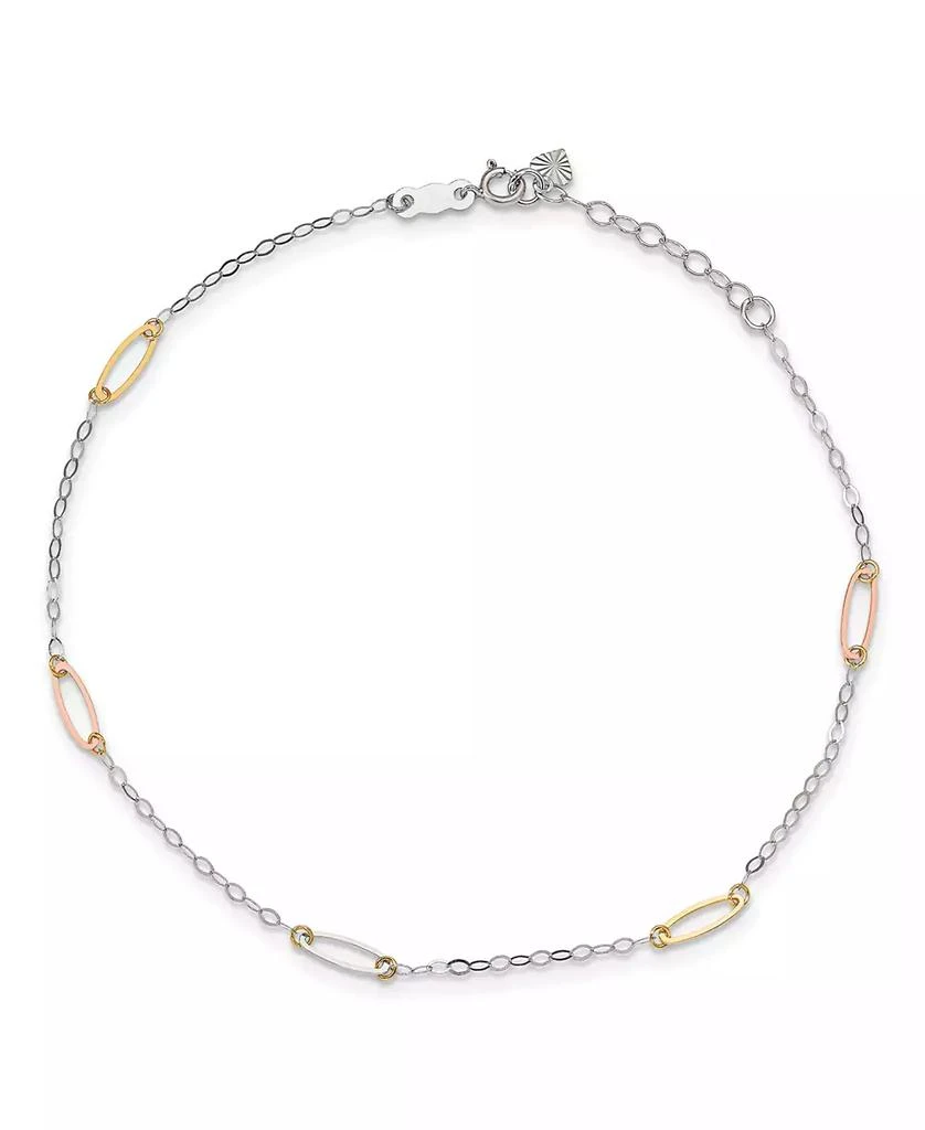 商品Macy's|Oval Link Anklet in 14k White, Yellow and Rose Gold,价格¥1271,第1张图片