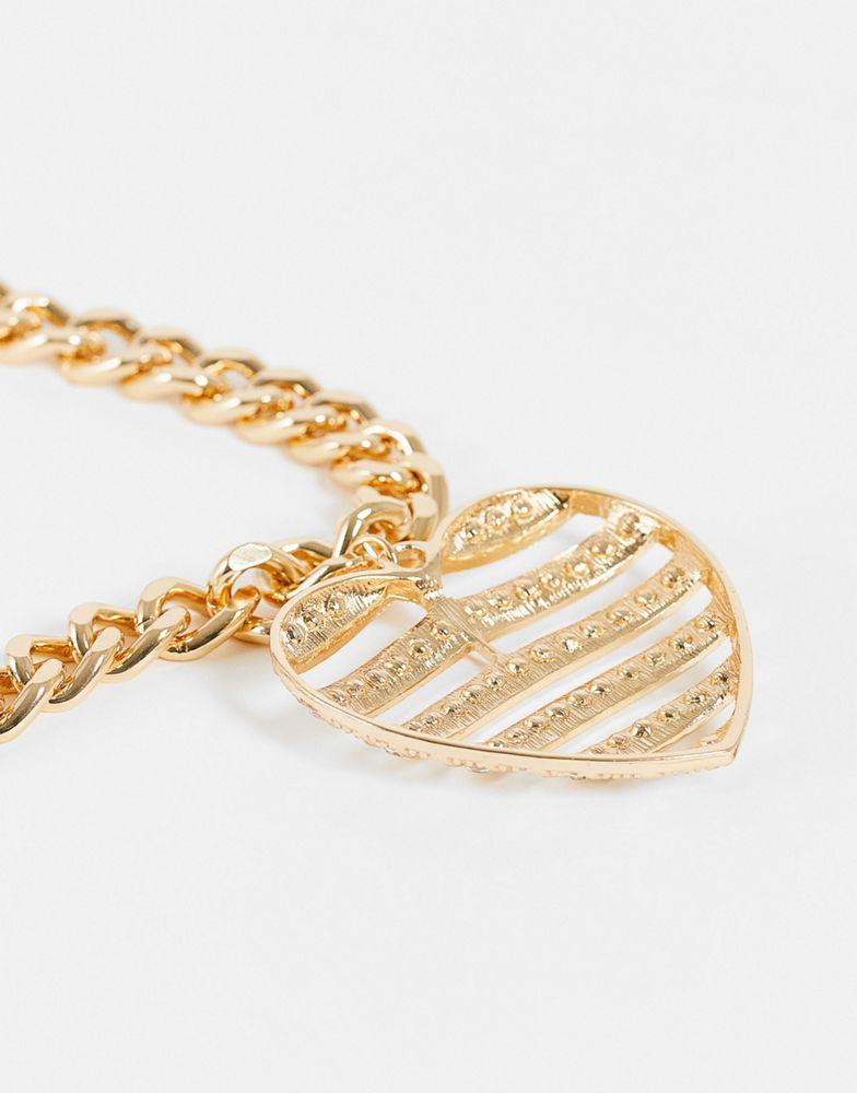 商品Reclaimed Vintage|Reclaimed Vintage inspired statement chain heart necklace,价格¥115,第4张图片详细描述