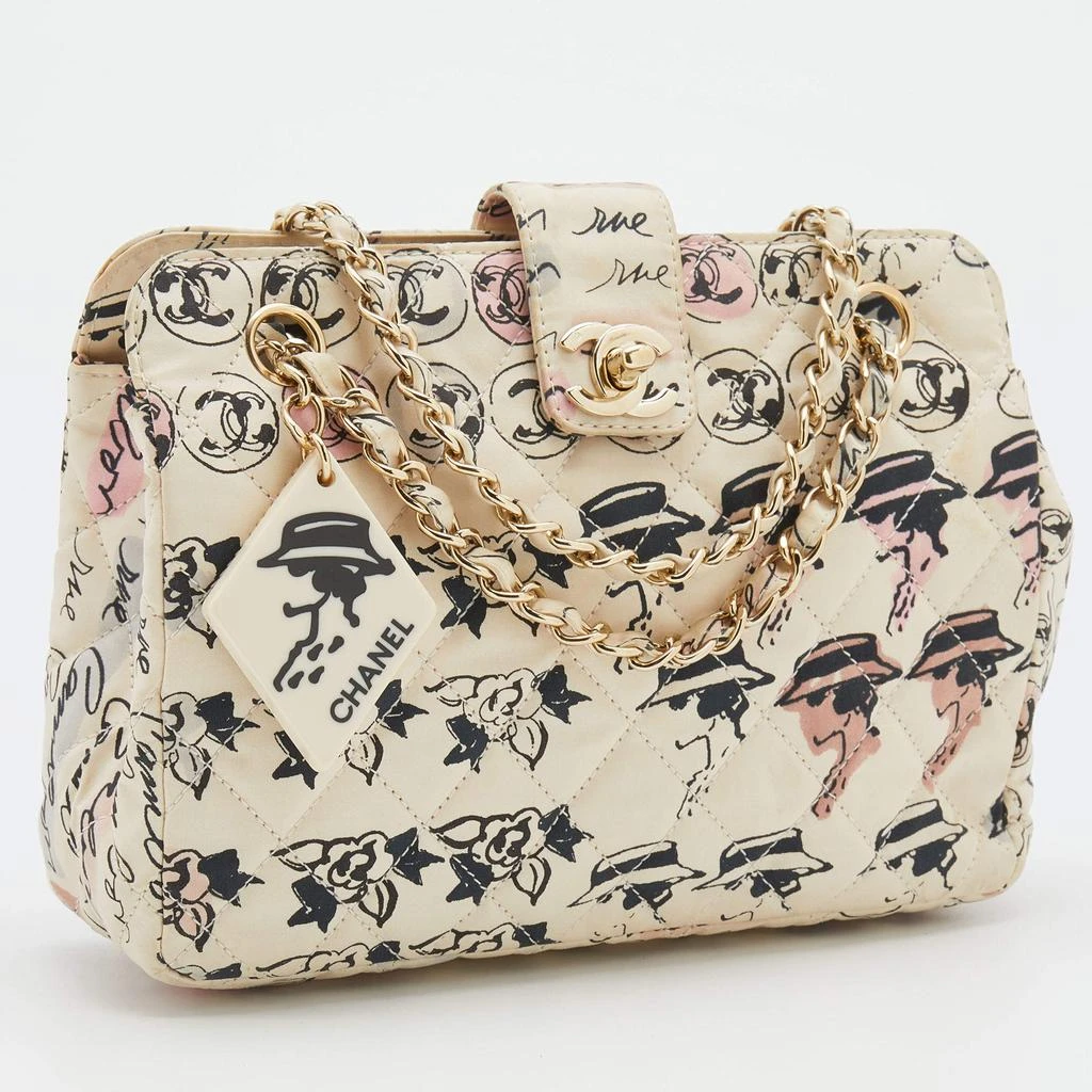 商品[二手商品] Chanel|Chanel Cream Coco Graffiti Cambon Quilted Fabric CC  Shoulder Bag,价格¥11327,第3张图片详细描述