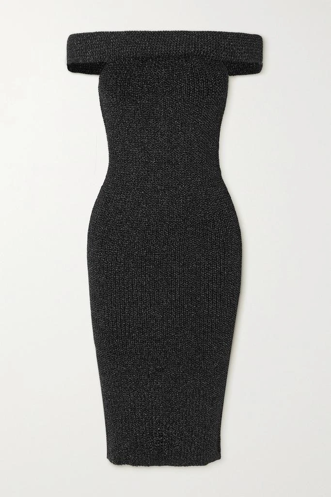 商品Totême|Driana 露肩金属感罗纹针织连衣裙,价格¥4212,第1张图片