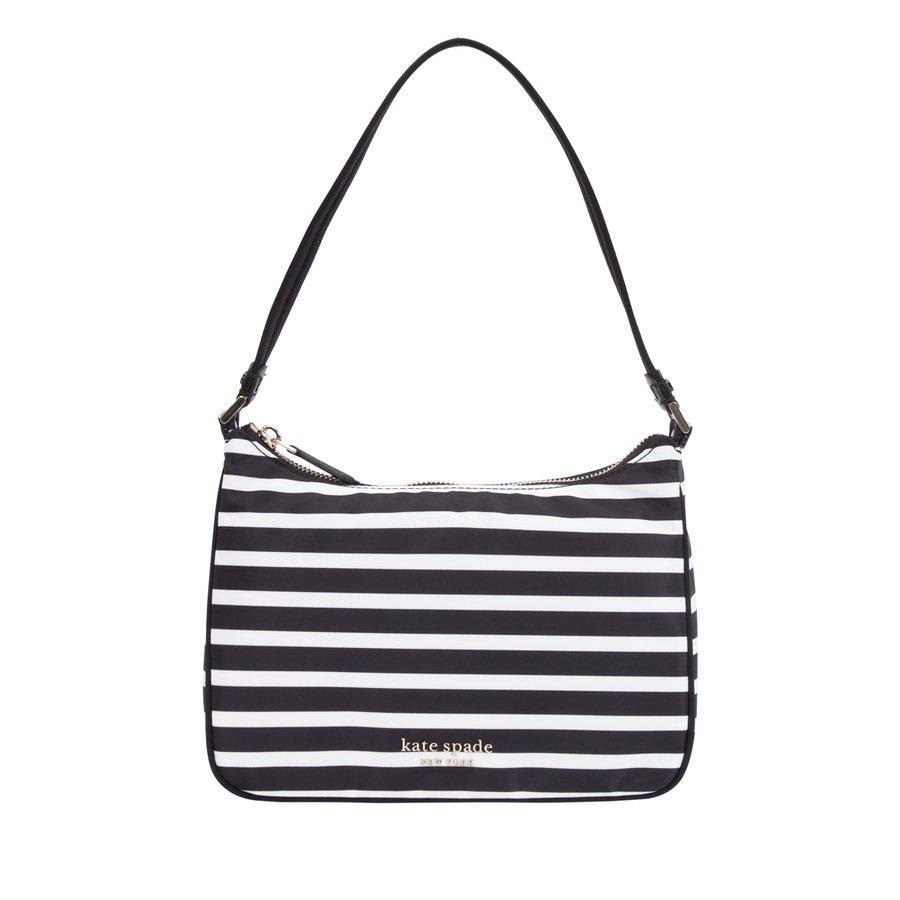 商品Kate Spade|The Little Better Sam Stripe Small Shoulder Bag in Black/Clotted Cream,价格¥743,第1张图片