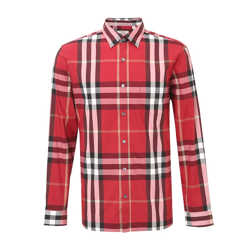 商品Burberry|Burberry 博柏利 男士红色经典格子长袖衬衫 4554711,价格¥1297,第1张图片