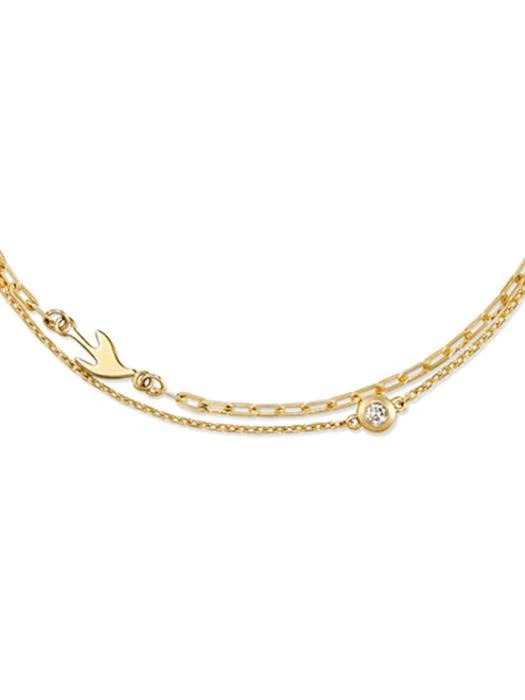 商品hyeres-lor|Colombe dOr 14K Double Chain Bracelet Dia,价格¥1944,第2张图片详细描述