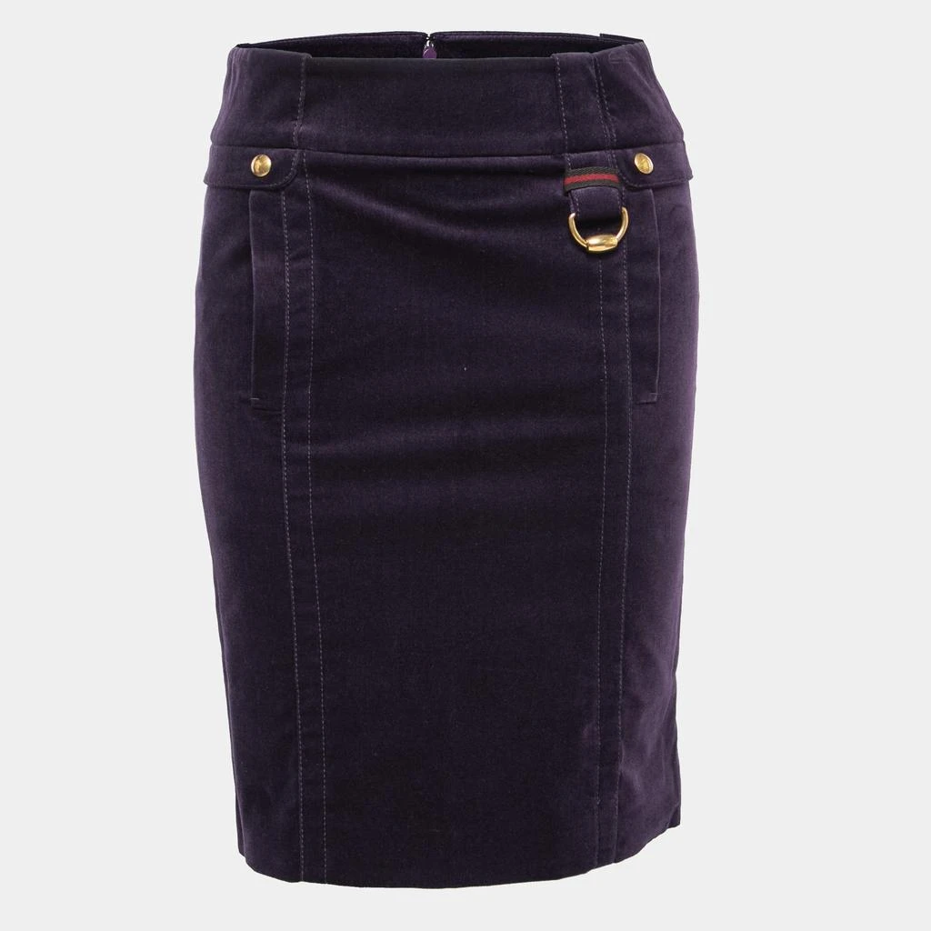 商品[二手商品] Gucci|Gucci Purple Velvet Knee-Length Pencil Skirt S,价格¥1597,第1张图片
