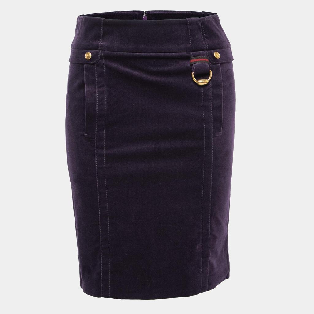 商品[二手商品] Gucci|Gucci Purple Velvet Knee-Length Pencil Skirt S,价格¥1824,第1张图片