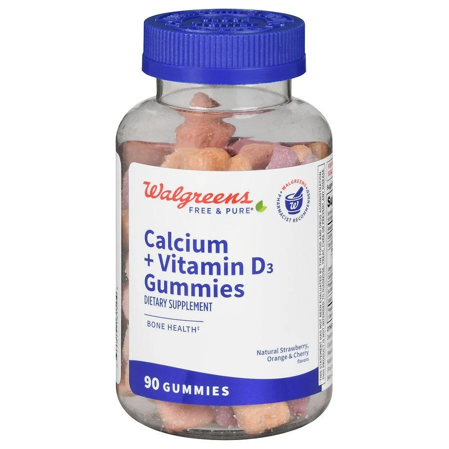 商品Walgreens|Calcium + Vitamin D3 Gummies Natural Strawberry, Orange & Cherry,价格¥111,第1张图片
