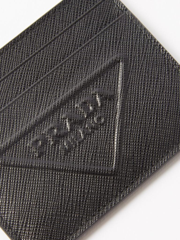 Embossed triangle-logo leather cardholder商品第2张图片规格展示