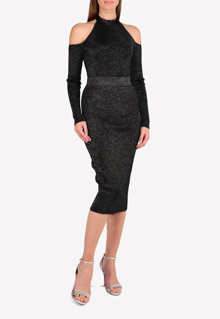 商品CUSHNIE|Halter Neck Cold-Shoulder Metallic-Knit Bodysuit,价格¥3410,第2张图片详细描述
