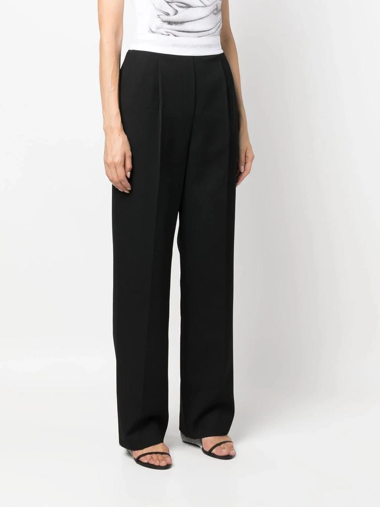 商品Alexander Wang|ALEXANDER WANG WOMEN HIGH WAISTED PLEATED LOGO ELASTIC TROUSER,价格¥4492,第1张图片