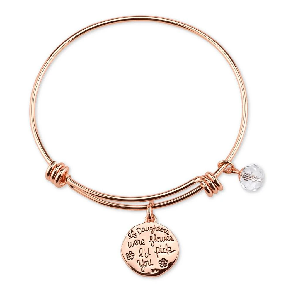 商品Unwritten|Message Charm Bangle Bracelet in Rose Gold-Tone Stainless Steel with Silver-Plated Charms,价格¥67,第2张图片详细描述