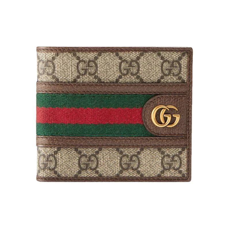 商品Gucci|经典棕色红绿条提花钱包【香港仓极速发货】,价格¥3856,第1张图片