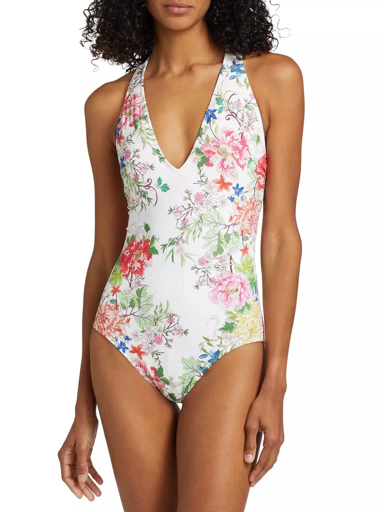 商品Johnny Was|Metalli Giorno Crossback One-Piece Swimsuit,价格¥597,第3张图片详细描述