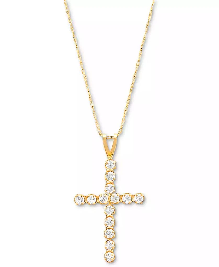 商品Macy's|Cubic Zirconia Cross 18" Pendant Necklace in 14k Gold,价格¥4465,第1张图片