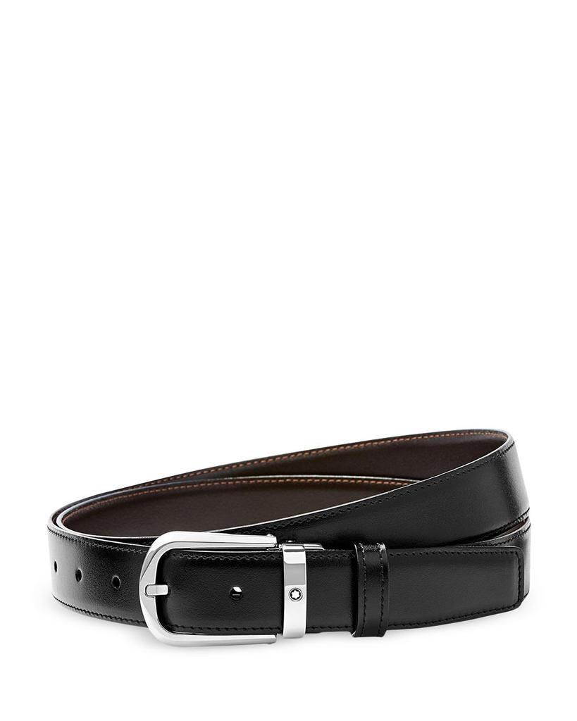 商品MontBlanc|Men's Horseshoe Stainless Steel Reversible Leather Belt,价格¥2313,第1张图片