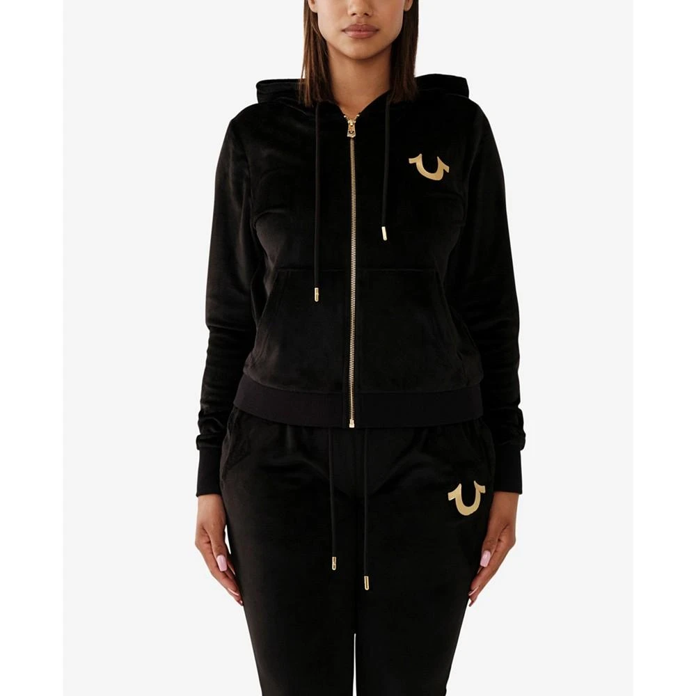 商品True Religion|Women's Velour Buddha Hooded Zip Hoodie,价格¥540,第1张图片