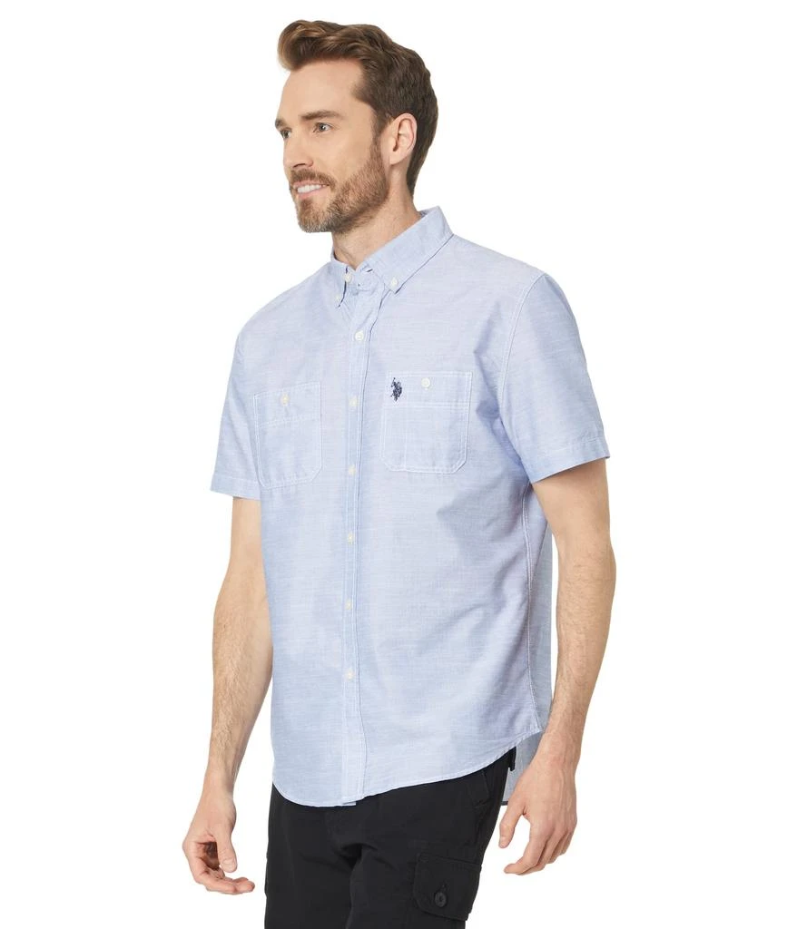 商品U.S. POLO ASSN.|Short Sleeve Solid Eoe Slub Woven Shirt,价格¥191,第1张图片