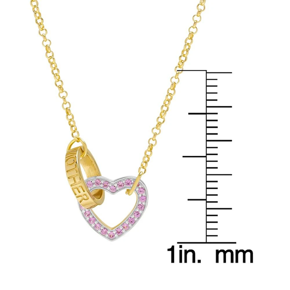 商品Macy's|Lab-Grown Pink Sapphire & Mother Interlocking Heart & Ring 18" Pendant Necklace (1/5 ct. t.w.) in Sterling Silver & 14k Gold-Plate,价格¥769,第3张图片详细描述